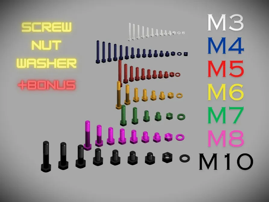 Juego de Tornillos M3 M4 M5 M6 M7 M8 M10, ISO 4017