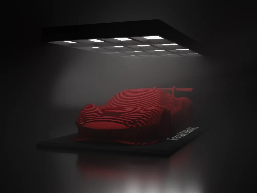 Escultura Layered del Ferrari 296 GT3